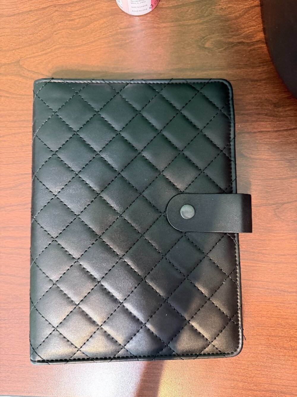 Black Quilted 6-Ring Planner Organizer Binder A5 Agenda Notebook Cover EUC